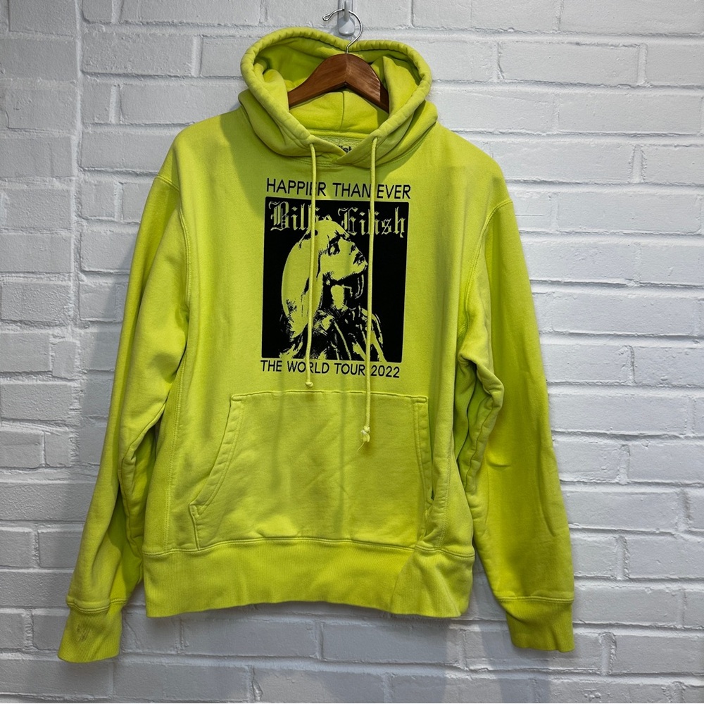 Billie Eilish Happier Than Ever Tour 2022 Lime Green Hoodie Size Medium